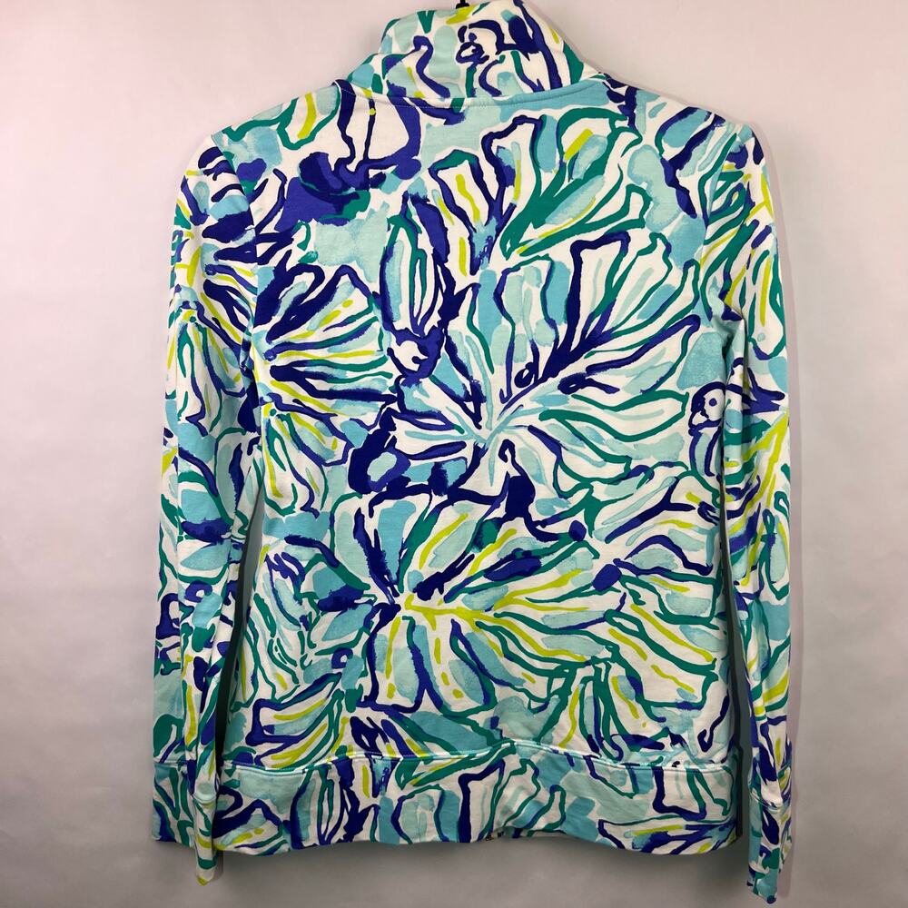 Lilly Pulitzer, Reagan Full-Zip Jacket, Pool Blue Green Stay Cool Cotton Spandex - Picture 9 of 12